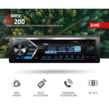XBLITZ RF200 Radio samochodowe Bluetooth MP3 USB zmiana koloru