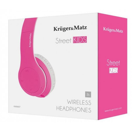 Kruger&Matz Street Kids Bezprzewodowe słuchawki nauszne dla dzieci Bluetooth różowe