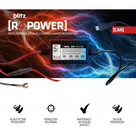 Xblitz R4 Power Zasilacz do kamery samochodowej rejestratora stałe zasilanie