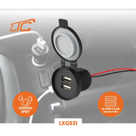 LXG531 Ładowarka USB gniazdo montażowe do samochodu jachtu łodzi