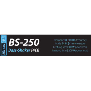 Sinustec BS250 bassPUMP 4Ohm  głośnik samochodowy Shaker rezonans basowy z wibracjami 4 Ohm