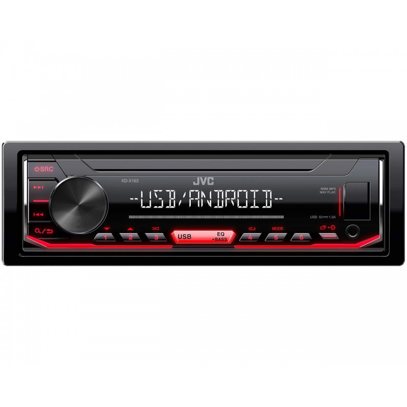 JVC KD-X162 Radio samochodowe AUX USB MP3 Android  Czerwony