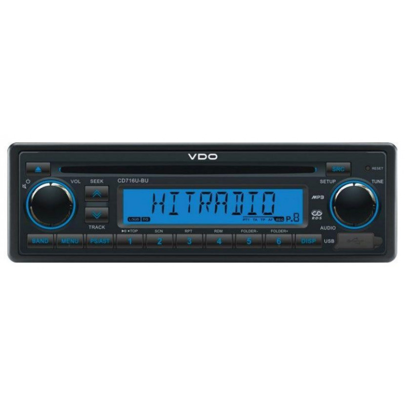 VDO CD716U-BU Radio samochodowe CD MP3 USB Klasyczny wygląd Retro