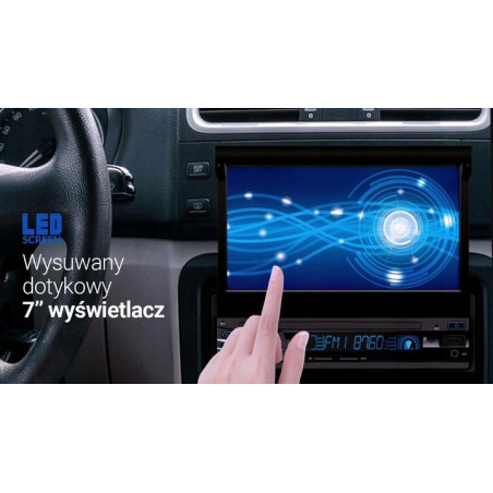 Vordon AC-5201 KENT Radio samochodowe 1DIN wysuwany LCD MP3 USB Mirror Link Bluetooth menu język Polski