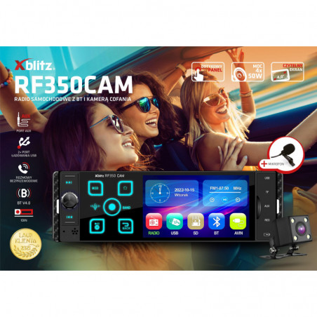 Xblitz RF350 CAM Radio samochodowe 1DIN LCD kamera cofania